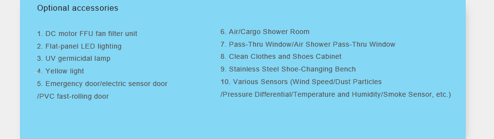 Assembled clean room, modular clean room details